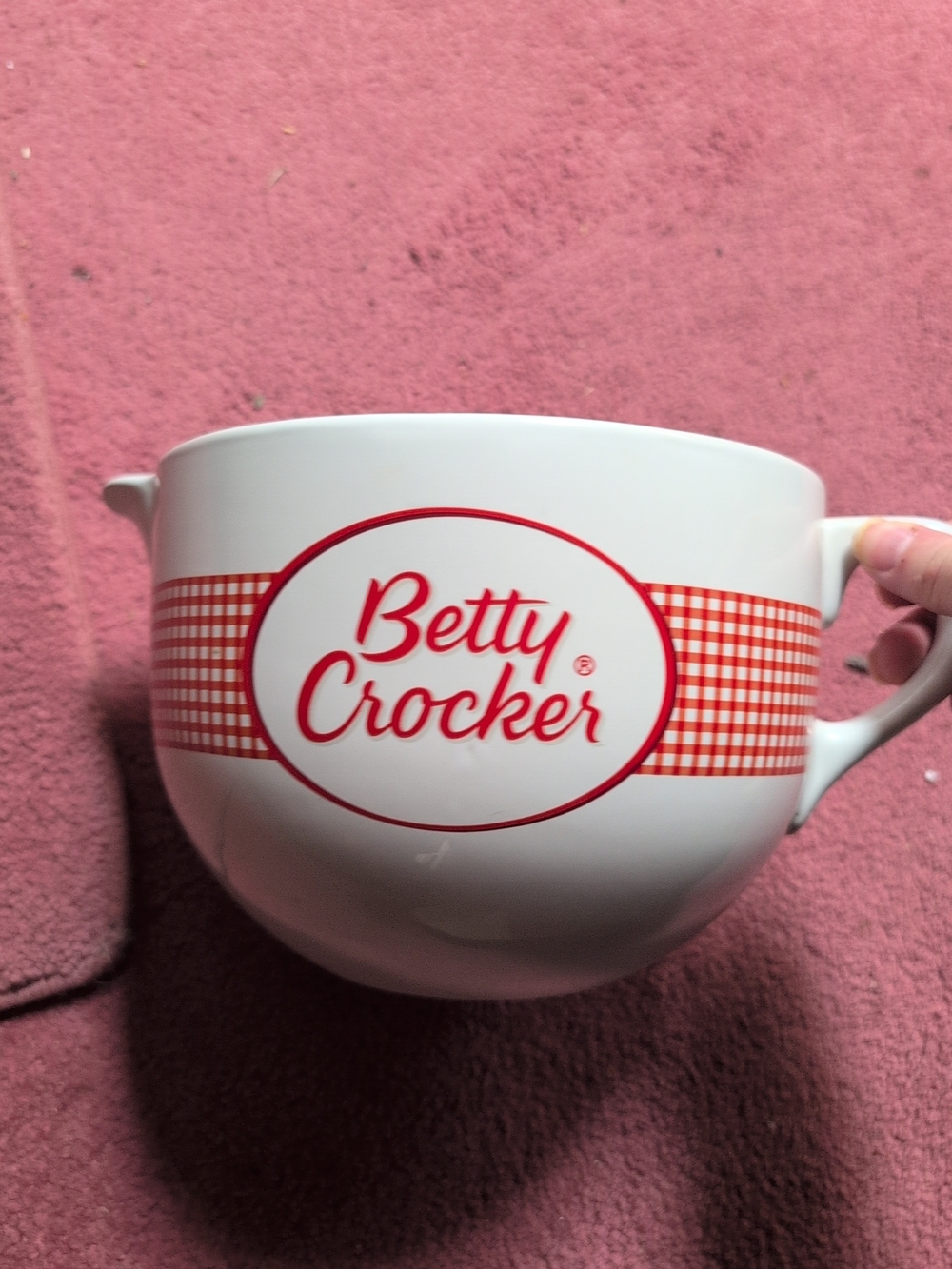 Betty Crocker White Bowl with Red Gingham Band